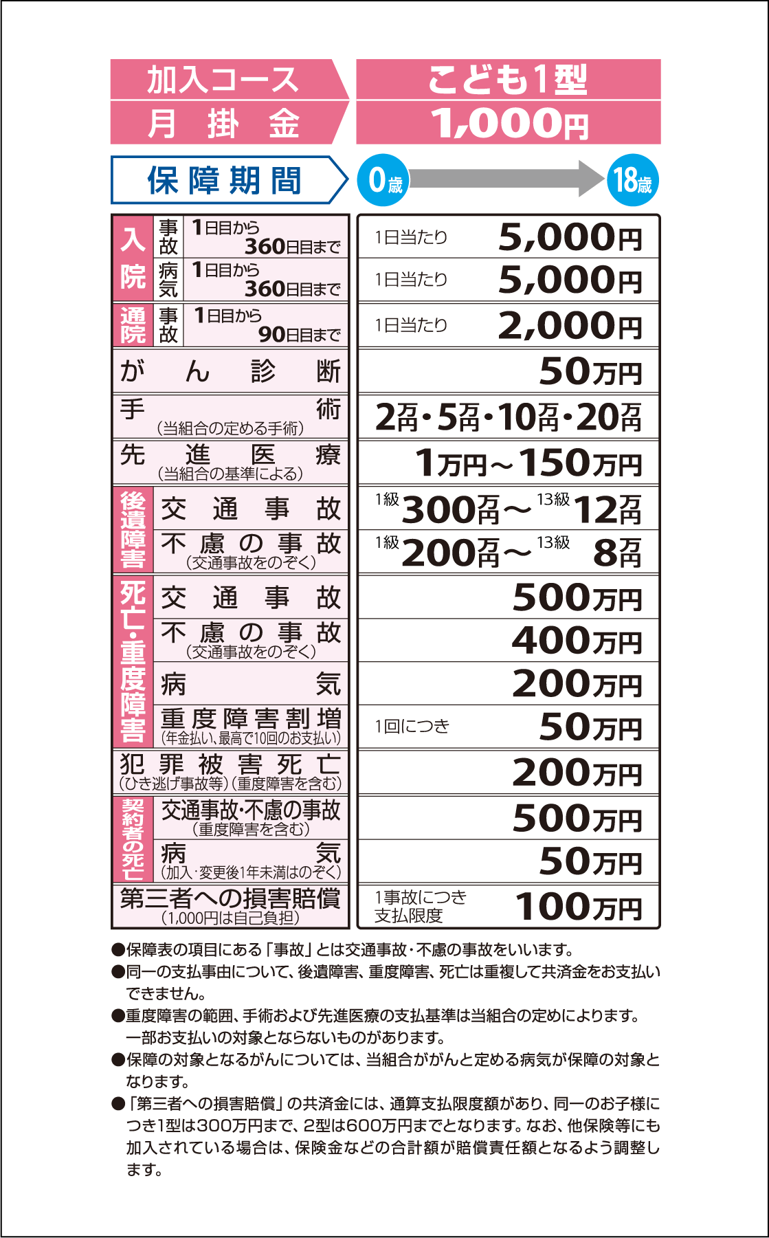 こども1型の保障内容
